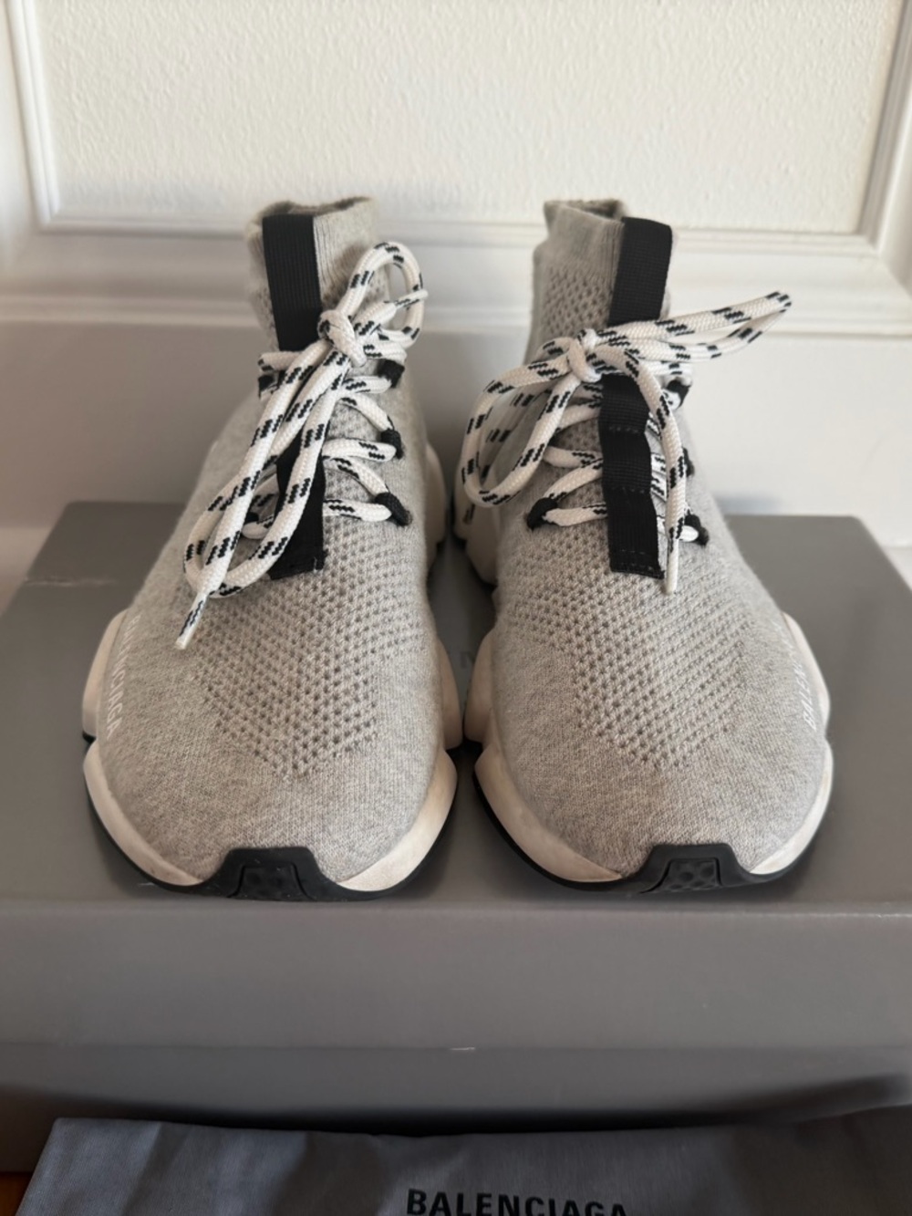 Balenciaga Speed Lace Grey Knit Sock Sneakers, size 38 - Picture 5 of 8